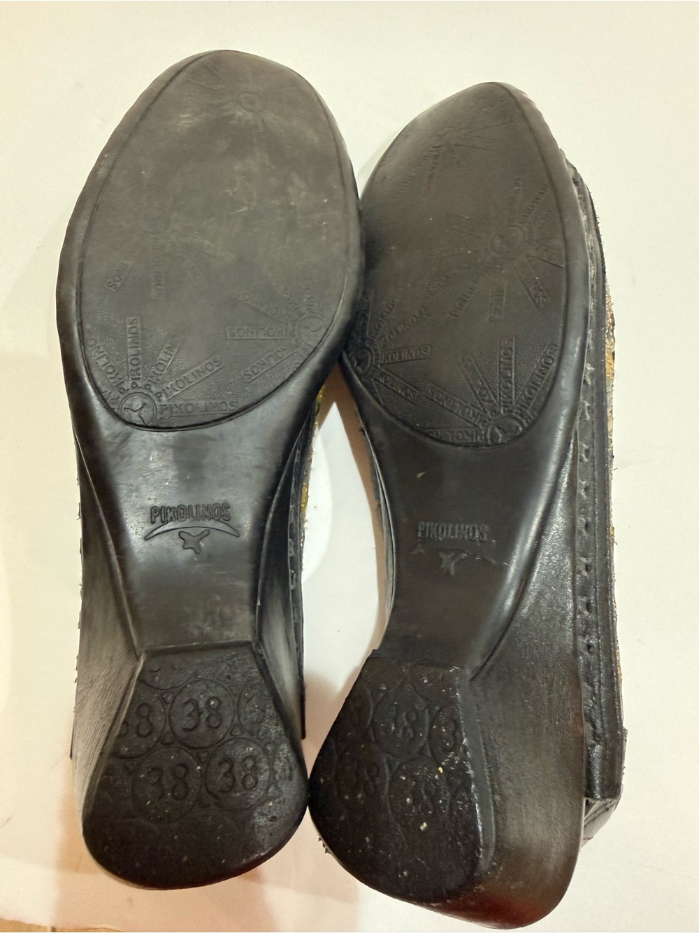 Pikolinos Perforated Leather Mules Women 38 (7.5) 2 In Heel Elastic Back Strap - Picture 9 of 11